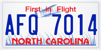 NC license plate AFQ7014