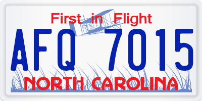 NC license plate AFQ7015