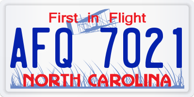 NC license plate AFQ7021