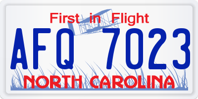NC license plate AFQ7023