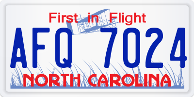 NC license plate AFQ7024