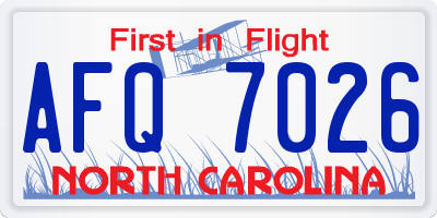 NC license plate AFQ7026