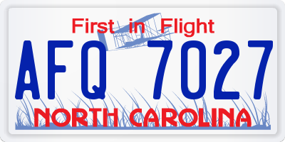 NC license plate AFQ7027