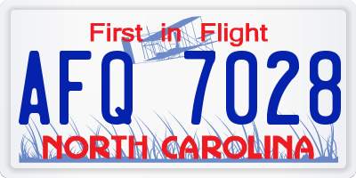 NC license plate AFQ7028
