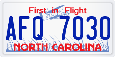 NC license plate AFQ7030