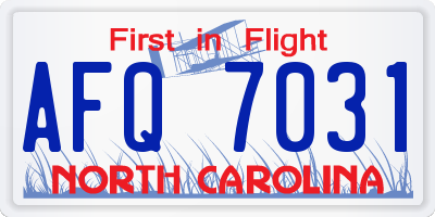 NC license plate AFQ7031