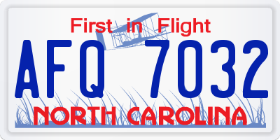 NC license plate AFQ7032
