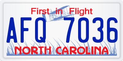 NC license plate AFQ7036