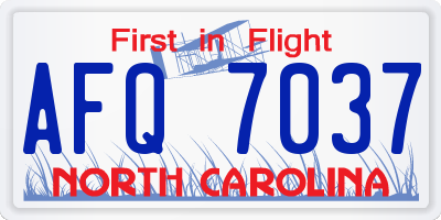 NC license plate AFQ7037