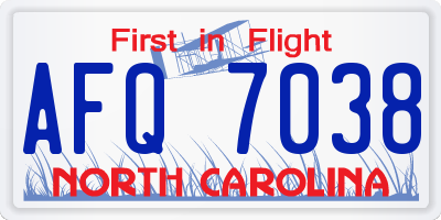 NC license plate AFQ7038