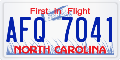 NC license plate AFQ7041