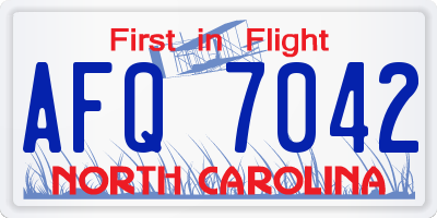 NC license plate AFQ7042