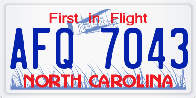 NC license plate AFQ7043