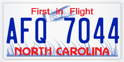NC license plate AFQ7044