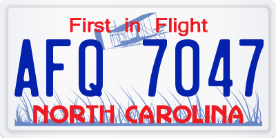 NC license plate AFQ7047