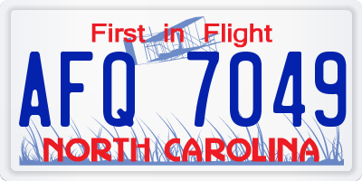 NC license plate AFQ7049