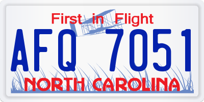 NC license plate AFQ7051