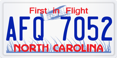 NC license plate AFQ7052