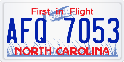 NC license plate AFQ7053