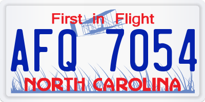 NC license plate AFQ7054