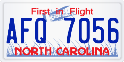 NC license plate AFQ7056