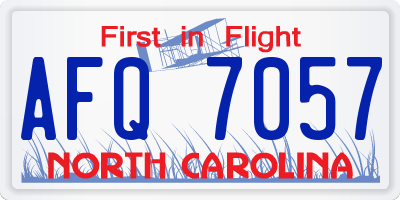 NC license plate AFQ7057