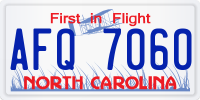 NC license plate AFQ7060