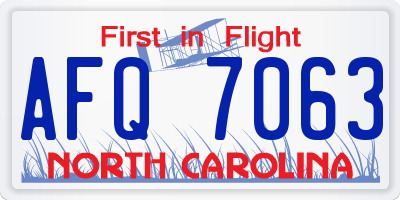 NC license plate AFQ7063