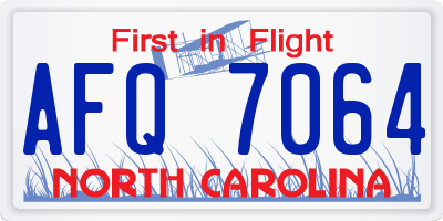 NC license plate AFQ7064