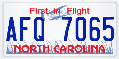 NC license plate AFQ7065