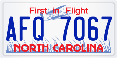 NC license plate AFQ7067
