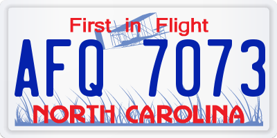 NC license plate AFQ7073