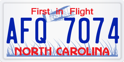 NC license plate AFQ7074