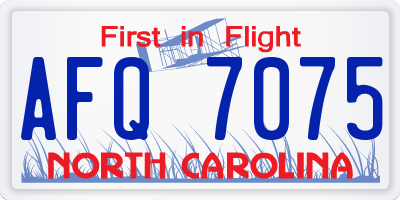 NC license plate AFQ7075
