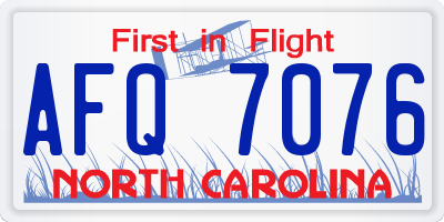 NC license plate AFQ7076