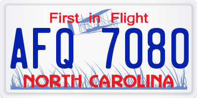 NC license plate AFQ7080