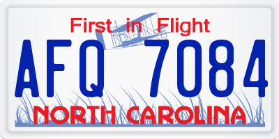 NC license plate AFQ7084