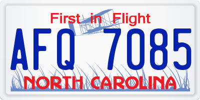 NC license plate AFQ7085