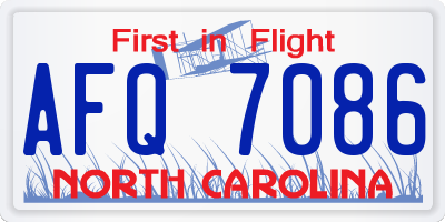 NC license plate AFQ7086