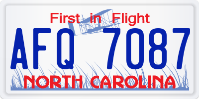 NC license plate AFQ7087