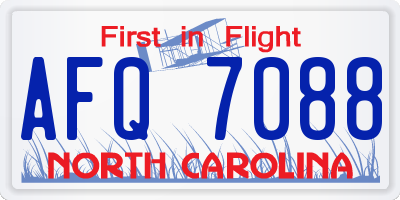 NC license plate AFQ7088