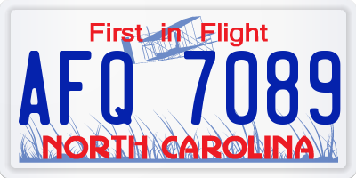 NC license plate AFQ7089