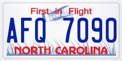 NC license plate AFQ7090