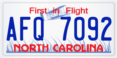 NC license plate AFQ7092