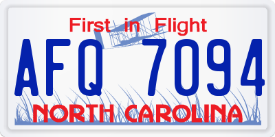 NC license plate AFQ7094