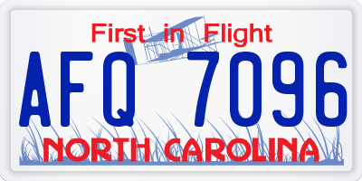 NC license plate AFQ7096