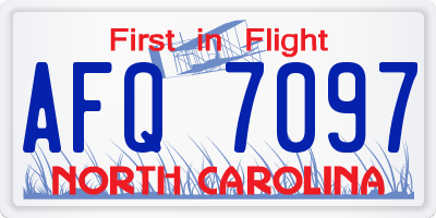 NC license plate AFQ7097