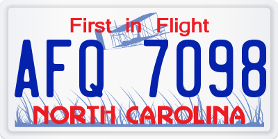 NC license plate AFQ7098