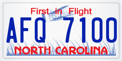 NC license plate AFQ7100