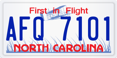 NC license plate AFQ7101